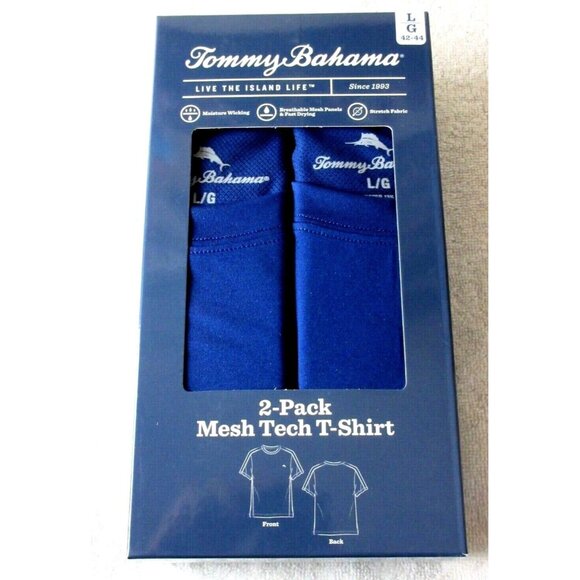 Men's Tommy Bahama 2 Pack Mesh Tech Stretch T Shirt Blue Marlin Logo NIB - Picture 3 of 6